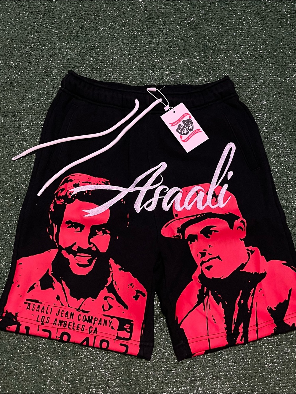Asaali Black Athletic Shorts with Hot red Graphic